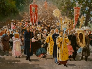 VALLÁSI FOLYAMAT A TÖLGYFÁBAN alkotó: Ilya Efimovich Repin