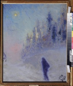 Téli út. Jurij Iljics Repin (1877-1954) festménye, olaj, fa alkotó: Ilya Efimovich Repin