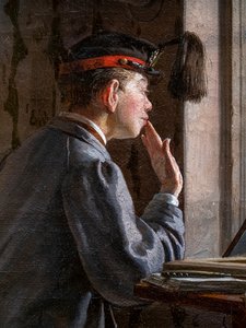 VIZSGÁRA KÉSZÜLŐ DIÁKOK (Részletek) alkotó: Ilya Efimovich Repin