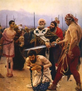 Szent Miklós három ártatlant megment a kivégzéstől, 1888 alkotó: Ilya Efimovich Repin