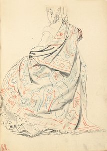 Tanulmány az "Egy párizsi kávézóhoz": Egy ülő nő ruhája hátulról, 1872-1875 körül alkotó: Ilya Efimovich Repin