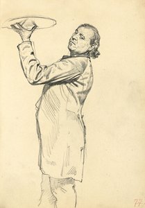 Tanulmány az "Egy párizsi kávézóhoz": A pincér feltart egy tálcát, c. 1872-1875 alkotó: Ilya Efimovich Repin