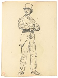 Tanulmány az "Egy párizsi kávézóhoz": Álló férfi kalappal, szét a lábakkal, c. 1872-1875 alkotó: Ilya Efimovich Repin