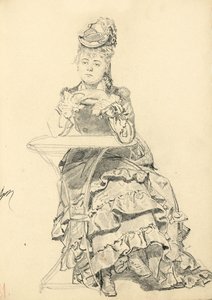 Nő ül egy kávézóasztalnál, c. 1872-1875 alkotó: Ilya Efimovich Repin