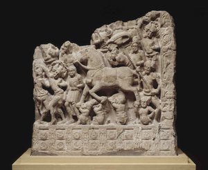 Siddhartha Gautama nagy távozása, 2. század. HIRDETÉS. alkotó: Indian Art.