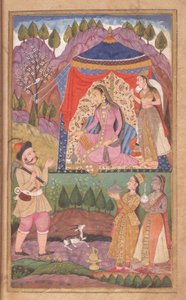 48,62 folio 138 Farhad elmeséli kalandjait Shirin hercegnőnek, a Khusrau és Shirin-i Deccani Iskolából, 1722 alkotó: Indian School