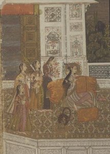51.226 Zenét élvező hercegnő portréja, Krishnagar, Nyugat-Bengál alkotó: Indian School
