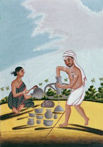 Egy fazekas a munkahelyén alkotó: Indian School