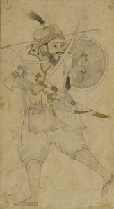 Tatár katona, Ahmadnagar, Deccan fennsík (tinta és enyhe árnyalat a papíron) alkotó: Indian School