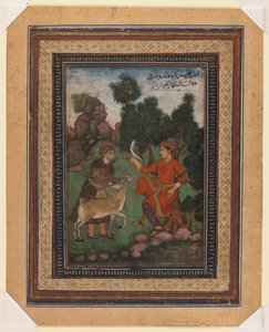 Egy solymász és egy vadőr, 1600 körül (wc papíron) alkotó: Indian School