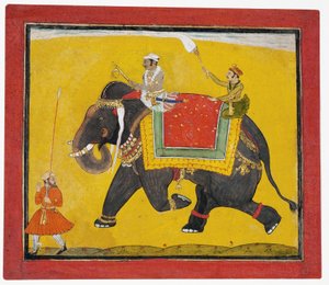 Egy elefánton lovagló radzsa, 1690 körül (papíron átlátszatlan wc) alkotó: Indian School