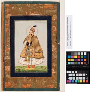 Abdullah Qutb Shah nimbate, fehér dzsámában, arany kabáttal és kendővel, 1680 körül (átlátszatlan akvarell és arany papíron) alkotó: Indian School