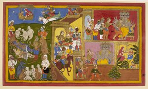 Add.15297(1), f.34 Sahibdin és műhely, Rama és Lakshmana Bound, a „Mewar Ramayana”-ból alkotó: Indian School