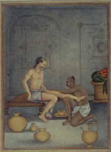 Adja hozzá a 27255 fol.208v Egy embert a Ghulam szolgával, James Skinner ezredes (1778-1841) által összeállított „Tashrih al-aqvam” 1825 (guache papíron) alkotó: Indian School
