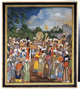 Akbar Shah II fogadja a brit lakost, 1810 körül alkotó: Indian School