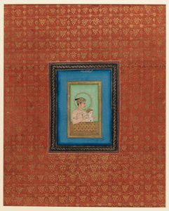 Akbar és egyik fia vagy unokája, 1875-1900 (átlátszatlan wc és arany a papíron) alkotó: Indian School
