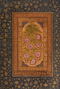 Albumoldal Stokesiával és Abdul Rahim Khan-e Khanna portréjával, 1800 körül (átlátszatlan wc és arany papíron)