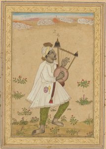 Afrikai lírajátékos, 1640-1660 körül (tinta, fedő akvarell és arany, papír) alkotó: Indian School