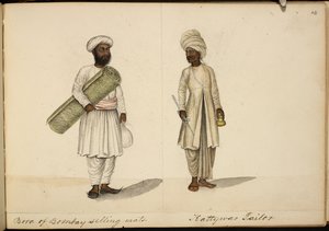 Unatkozó gyékényárus; Kathiawar szabó alkotó: Indian School
