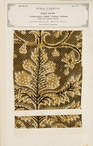 Gyapotminta chetee (chintz) nyomattal a madrasi Arcottól, az Indiai Textilgyártók Gyűjteményéből, John Forbes Watsontól, 1866-ban alkotó: Indian School