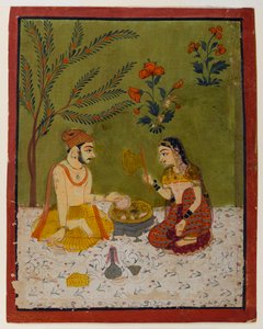Pár ül egy fa alatt, 1700 körül (wc és arany papíron) alkotó: Indian School