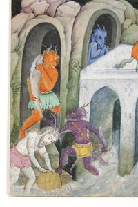Részlet a Démonok egy vad tájban, 1600 körül (átlátszatlan wc és arany papíron) alkotó: Indian School