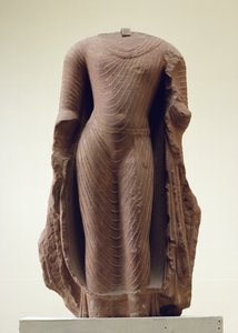 Álló Buddha alakja, Jamalpur, Mathura (vörös homokkő)
