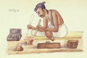 Goldsmith, Venkata Ramasvani „A Digest of the different Castes of India”, Madras 1837-ben (színes litho) alkotó: Indian School