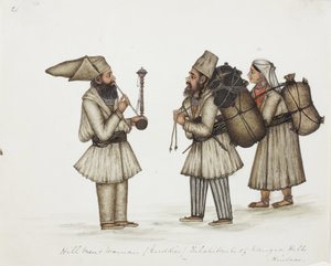 Hill Men and Woman (Guddies) Kangra Hills Hindoos lakói, 1840 körül (átlátszatlan wc papíron) alkotó: Indian School