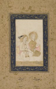 Humayun és Akbar, különálló albumfólió, 1900 körül alkotó: Indian School