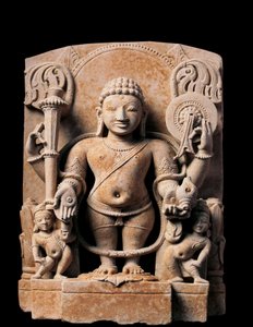 Indiai művészet: Isteni Vishnu. Magas megkönnyebbülés. 10. század. Meerutból. alkotó: Indian School