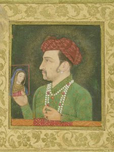 Dzsahangir kezében egy perzsa feliratú Madonna-kép: Janhangir Shah, Mughal alkotó: Indian School