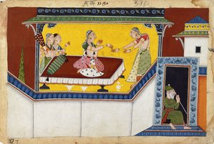 Kaikeyi, Dasaratha király második királynője, Manthara púpos szolgálólány jutalmazása, 1690-1700 alkotó: Indian School