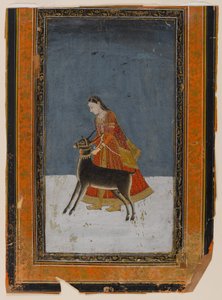 Fekete bakos hölgy, 1750 körül (wc és arany papíron) alkotó: Indian School