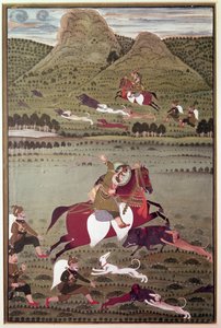 Maharana Jawan Singh (reg. 1828-38), a Mewer Hunting Wild Bore, Udaipur alkotó: Indian School