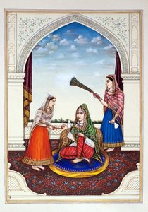 Maharani Jindan, A pandzsáb királysága, uralkodói és főnökei, I. kötet, egy azonosítatlan indiai művész 27 akvarell tanulmányából álló kötet, 1840 körül (wc papíron) alkotó: Indian School