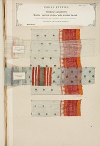 Ganhami muszlinminta, amelyet Madrasban vásároltak, az Indiai Textilgyártók Gyűjteményéből, John Forbes Watsontól, 1866-ban. alkotó: Indian School