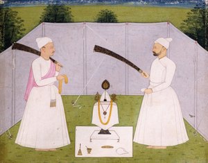 Panditok, akik ellátogatnak Balwant Singh személyes szentélyébe, 1750 körül alkotó: Indian School