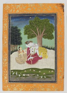 Parvati egy csészét ajánl Shivának, 1800 körül (átlátszatlan wc és arany papíron) alkotó: Indian School