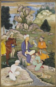 Piknikezés vadászat közben, 1615 körül (papíron átlátszatlan wc) alkotó: Indian School
