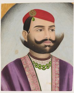Férfi portré, valószínűleg a 20. század eleji (gouache kartonon) alkotó: Indian School