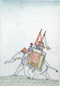 Elefánton lovagló herceg portréja, 19. század eleje (akvarell, papír) alkotó: Indian School