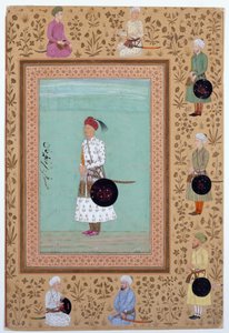 Khosrow udvaronc, Naszr Muhammad kán fia portréja, 1650-60 körül (tinta, akvarell és arany, papír) alkotó: Indian School