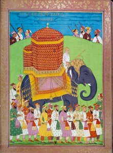 Palanquin hercegnő elefánton Shah Alem udvarában indiai és perzsa miniatúrák Niccolo Manucci (1638-1717) „India története Tamertantétól Orangreybig” című művében. B.N., Párizs. alkotó: Indian School