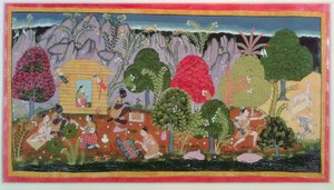 Rama és Sita, a „Ramayana”, a Sahibdin Iskola, Rajasthan alkotó: Indian School