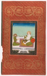 Shahzadeh Azam és Shahzadeh Bidarbakht, 1875-1900 (átlátszatlan wc és arany papíron) alkotó: Indian School