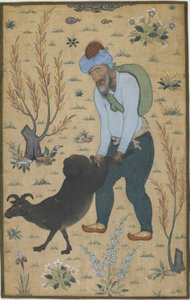 Pásztor és kecske, Mogul dinasztia (szín a pamuton) alkotó: Indian School