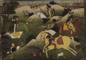 Szikh herceg vadászata, Punjab alkotó: Indian School