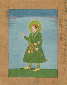Dzsahangir 4. mogul császár (ur. 1605-1627), kb. 17. század eleji miniatűr festmény (tinta és pigmentek barna papíron) alkotó: Indian School