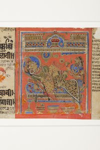 A Brahmani Devananda a kanapén, a Kalpasutrából (papíron átlátszatlan wc) alkotó: Indian School